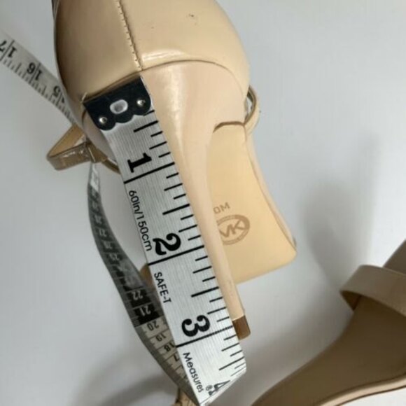 Michael Michael Kors Simone Faux Patent Leather Open Toe Sandals Tan 10 - Picture 9 of 11
